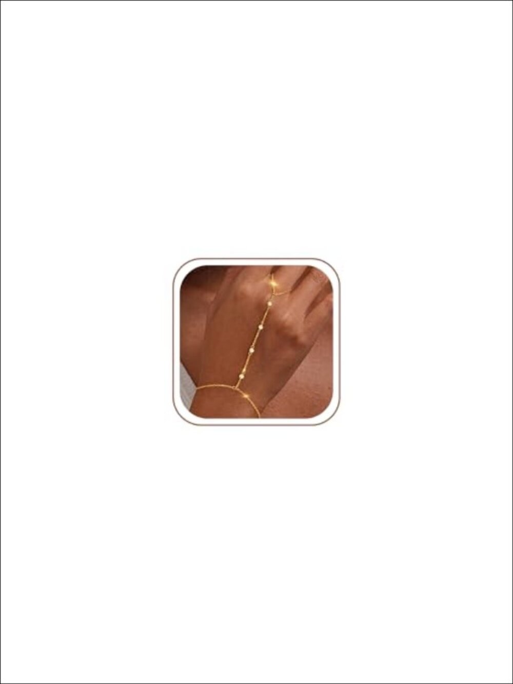 18K Gold Plated Dainty Stackable Hand Chain Bracelet Ring Set